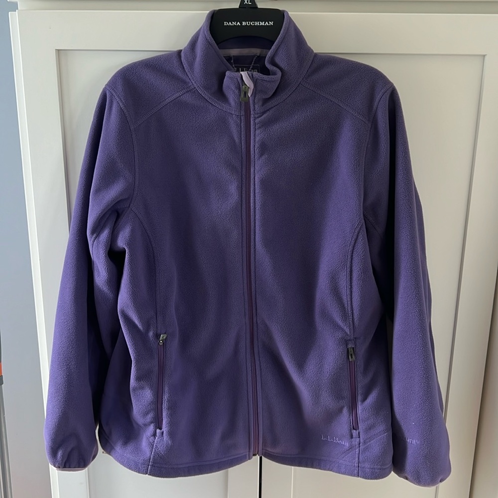 LLBean Purple Polartec full zip sweater. Large